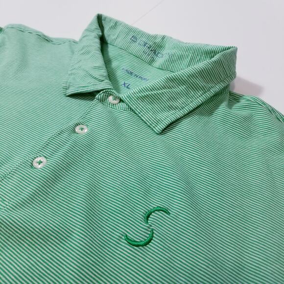 B.Draddy Green Striped Sport Collared Polo Shirts - Picture 6 of 12